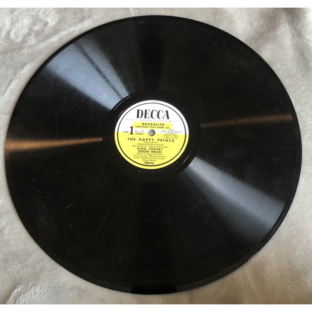 Decca Records The‎ Happy Prince Bing Crosby Orson Welles Deccalite 90046